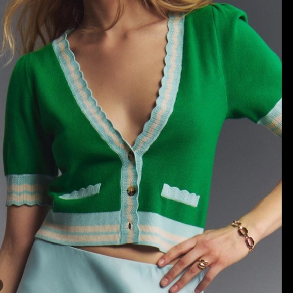 Maeve Tops - Maeve Green Button Down Cardigan